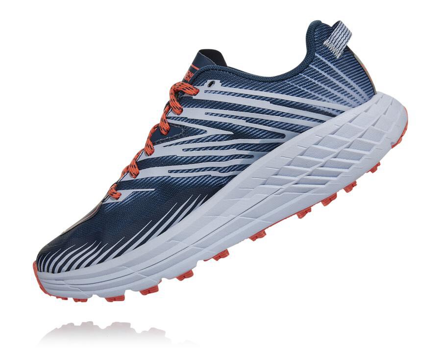 Hoka Australia One One Speedgoat 4 - Womens Trail Shoes Navy/White - OUKYD-4763